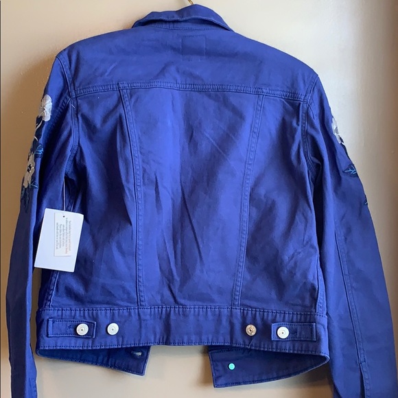 NWT XXS Blue Jacket with Flower Embellishments - Picture 5 of 8